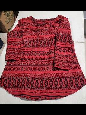 Antilia Femme Red and Black Printed Tunic Top